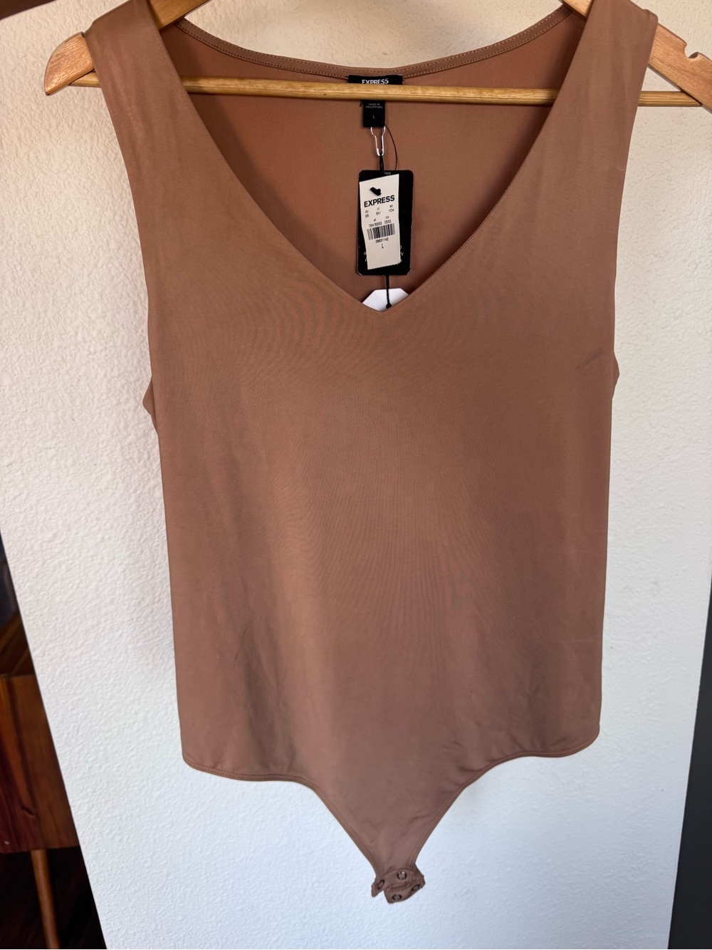 NWT!  Express body contour beige tan bodysuit size large